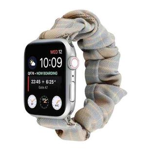 For Apple Watch Series 7 45mm / 6 & SE & 5 & 4 44mm / 3 & 2 & 1 42mm JK Uniform Style Cloth + Stainless Steel Watch Band(Khaki + Light Blue)(Khaki + Light Blue)