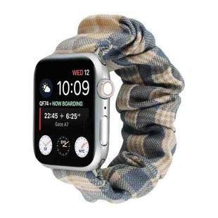 For Apple Watch Series 7 45mm / 6 & SE & 5 & 4 44mm / 3 & 2 & 1 42mm JK Uniform Style Cloth + Stainless Steel Watch Band(Khaki + Dark Blue)(Khaki + Dark Blue)