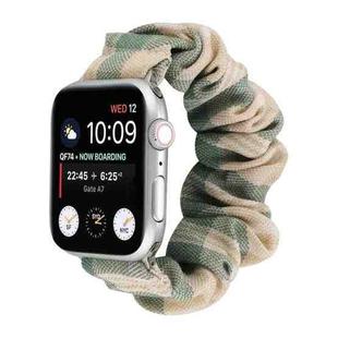 For Apple Watch Series 7 41mm / 6 & SE & 5 & 4 40mm / 3 & 2 & 1 38mm JK Uniform Style Cloth + Stainless Steel Watch Band(Beige + Green)(Beige + Green)