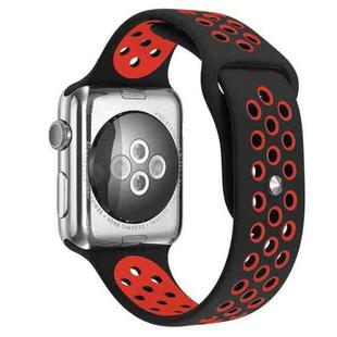 For Apple Watch 46mm / 49mm / 45mm / 44mm xDfind Two Color Silicone Sports Watch Band(Black Red)