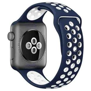 For Apple Watch 46mm / 49mm / 45mm / 44mm xDfind Two Color Silicone Sports Watch Band(Dark Blue White)