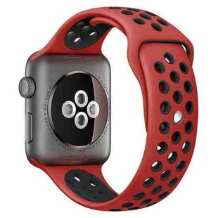 For Apple Watch 46mm / 49mm / 45mm / 44mm xDfind Two Color Silicone Sports Watch Band(Red Black)