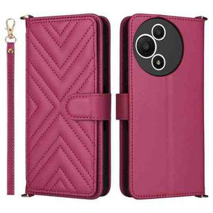 For TCL 60 SE NxtPaper 5G Multifunctional 6-Card Slots Leather Phone Case with Wrist Strap(Rose Red)