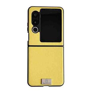 For ZTE nubia Flip2 Morandi Solid Color Leather Texture Phone Case(Yellow)