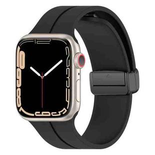 For Apple Watch 46mm / 49mm / 45mm / 44mm xDfind Solid Color Magnetic Buckle Silicone Watch Band(Black)