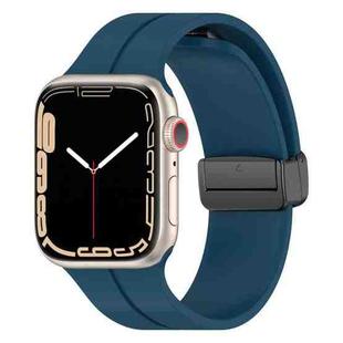 For Apple Watch 46mm / 49mm / 45mm / 44mm xDfind Solid Color Magnetic Buckle Silicone Watch Band(Dark Blue)
