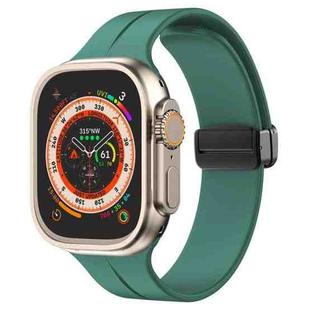 For Apple Watch 42mm / 41mm / 40mm / 38mm xDfind Solid Color Magnetic Buckle Silicone Watch Band(Pine Green)