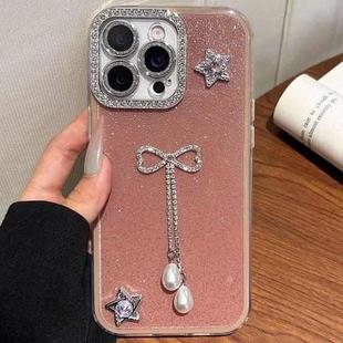 For iPhone 13 Pro Max Solid Color Glitter Powder Rhinestone Tassel Phone Case(Red)