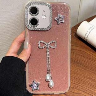 For iPhone 11 Solid Color Glitter Powder Rhinestone Tassel Phone Case(Red)