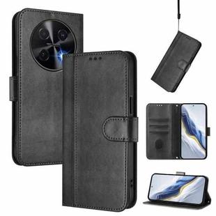 For Huawei nova 12i Global Line Splicing Buckle Retro Leather Phone Case(Black)