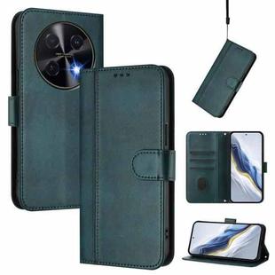 For Huawei nova 12i Global Line Splicing Buckle Retro Leather Phone Case(Dark Green)