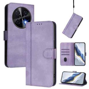 For Huawei nova 12i Global Line Splicing Buckle Retro Leather Phone Case(Purple)