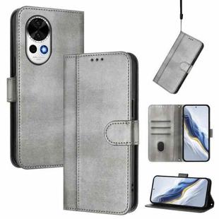 For Huawei Nova 13 / Nova 12 Line Splicing Buckle Retro Leather Phone Case(Grey)