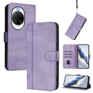 For Huawei nova 14 Ultra Line Splicing Buckle Retro Leather Phone Case(Purple)