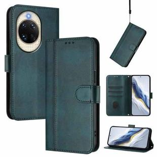 For Huawei nova 14 Line Splicing Buckle Retro Leather Phone Case(Dark Green)