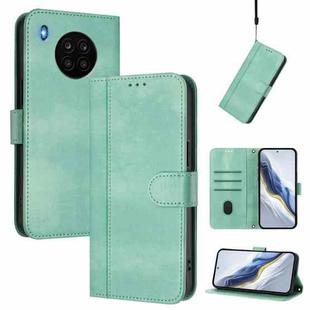 For Honor 50 Lite Line Splicing Buckle Retro Leather Phone Case(Mint Green)
