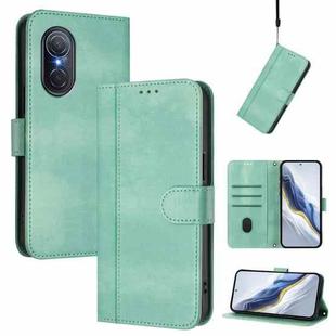 For Honor 50 SE Line Splicing Buckle Retro Leather Phone Case(Mint Green)