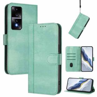 For Honor 80 GT Line Splicing Buckle Retro Leather Phone Case(Mint Green)