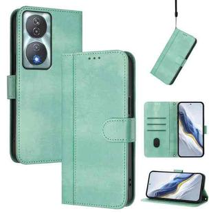 For Honor 90 Smart / X7b 4G / X7b 5G Global Line Splicing Buckle Retro Leather Phone Case(Mint Green)