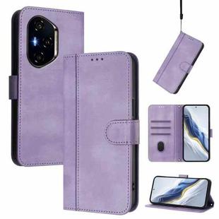 For Honor 400 Line Splicing Buckle Retro Leather Phone Case(Purple)