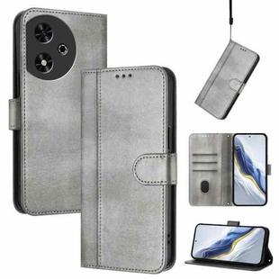 For Honor Play 50 Line Splicing Buckle Retro Leather Phone Case(Grey)