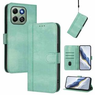 For Honor X6a / X6b Line Splicing Buckle Retro Leather Phone Case(Mint Green)