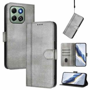 For Honor X6a / X6b Line Splicing Buckle Retro Leather Phone Case(Grey)