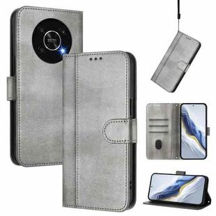 For Honor X9 4G / X9 5G / X30 5G Line Splicing Buckle Retro Leather Phone Case(Grey)