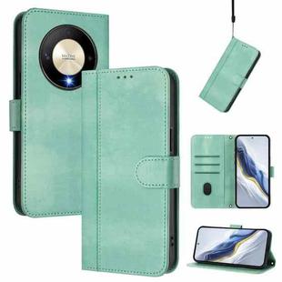 For Honor X9b / Honor Magic6 Lite 5G Line Splicing Buckle Retro Leather Phone Case(Mint Green)