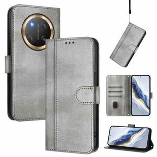 For Honor X9c / Magic7 Lite Line Splicing Buckle Retro Leather Phone Case(Grey)
