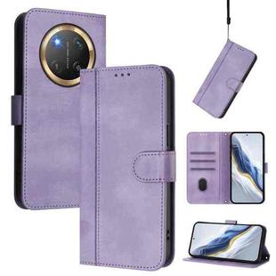 For Honor X9c / Magic7 Lite Line Splicing Buckle Retro Leather Phone Case(Purple)