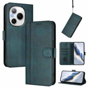 For Honor Power Line Splicing Buckle Retro Leather Phone Case(Dark Green)