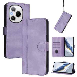 For Honor Power Line Splicing Buckle Retro Leather Phone Case(Purple)