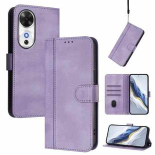 For Honor Play 60 Line Splicing Buckle Retro Leather Phone Case(Purple)