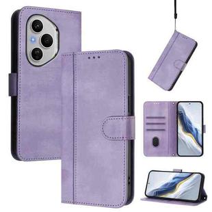For Honor 400 Pro Global 160.8mm Line Splicing Buckle Retro Leather Phone Case(Purple)