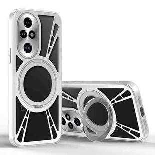 For Honor 200 Cooling Hollow Metal Holder MagSafe Phone Case(Silver)