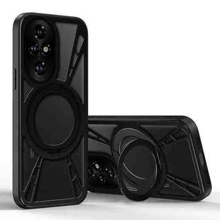 For Honor 200 Pro Cooling Hollow Metal Holder MagSafe Phone Case(Black)