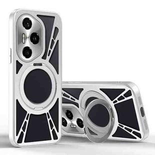 For Honor 300 Pro Cooling Hollow Metal Holder MagSafe Phone Case(Silver)