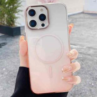 For iPhone 14 Pro Metal Lens Frame Gradient PC MagSafe Phone Case(Gold)