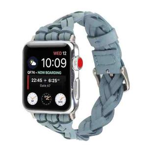 For Apple Watch Ultra 49mm / Series 8&7 45mm / SE 2&6&SE&5&4 44mm / 3&2&1 42mm Leather Woven Single Loop Watch Band(Sky Blue)