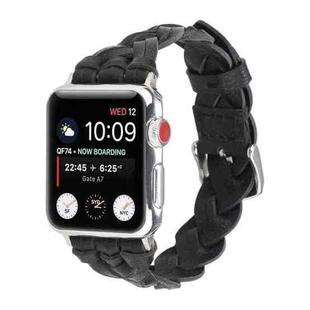 For Apple Watch Series 8&7 41mm / SE 2&6&SE&5&4 40mm / 3&2&1 38mm Leather Woven Single Loop Watch Band(Black)