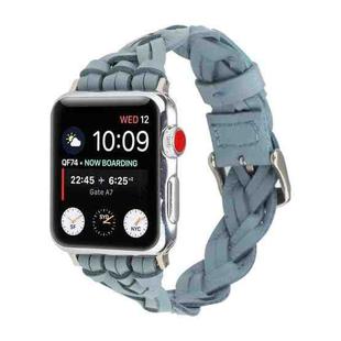 For Apple Watch Series 8&7 41mm / SE 2&6&SE&5&4 40mm / 3&2&1 38mm Leather Woven Single Loop Watch Band(Sky Blue)