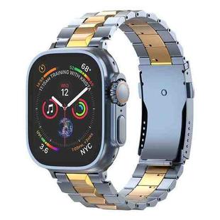 For Apple Watch 46mm / 49mm / 45mm / 44mm T-shaped Turtle Buckle Detachable Titanium Watch Band(Blue Gold)
