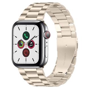 For Apple Watch 46mm / 49mm / 45mm / 44mm xDfind Three Beads Fold Buckle Stainless Steel Watch Band(Starlight)