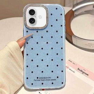 For iPhone 16 Plus Glitter Powder Polka Dots Rhinestone Large Hole Phone Case(Blue)