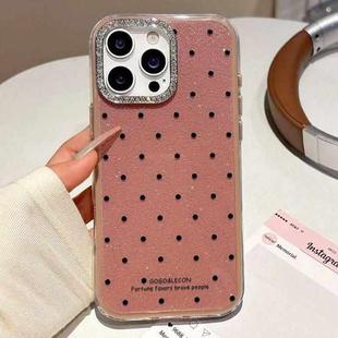 For iPhone 15 Pro Max Glitter Powder Polka Dots Rhinestone Large Hole Phone Case(Red)