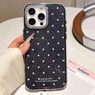 For iPhone 13 Pro Max Glitter Powder Polka Dots Rhinestone Large Hole Phone Case(Black)