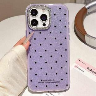 For iPhone 12 / 12 Pro Glitter Powder Polka Dots Rhinestone Large Hole Phone Case(Purple)