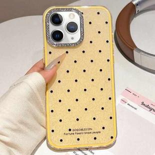 For iPhone 11 Pro Max Glitter Powder Polka Dots Rhinestone Large Hole Phone Case(Yellow)