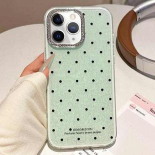 For iPhone 11 Pro Max Glitter Powder Dots Pattern Rhinestone Large Hole Phone Case(Green)